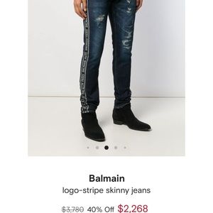 Balmain Logo Slim Jeans With Box